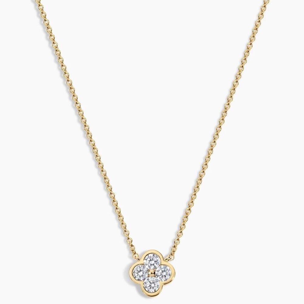 NWT Electric Picks Camilla Stone Clover 14K Gold Plated Necklace